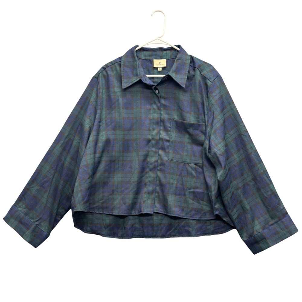 Tuckernuck Womens Plaid Button Down Long Sleeve Shirt Blackwatch Oversized XL